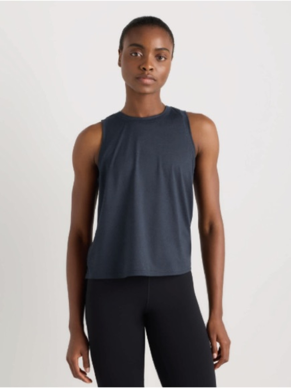 Quince Flowknit Ultra-Soft Performance High-Neck Tank - Navy - Large